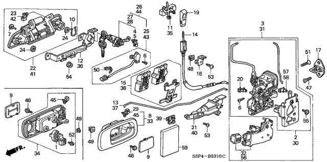2003 Honda Civic Cylinder, Driver Side Door Diagram for 72146-S0X-A51