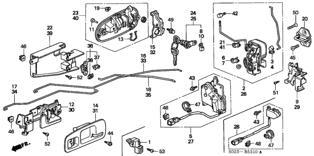 1998 Honda Civic Cylinder, Driver Side Door Diagram for 72146-S04-003