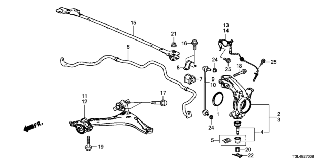 2013 Honda Accord Link, Right Front Stabilizer Diagram for 51320-T2A-A01