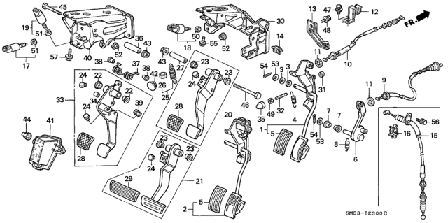 1992 Honda Accord Switch Assy., Clutch (Inhibiter) Diagram for 35710-SE3-A01