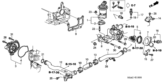 2005 Honda Civic Water Pump Diagram for 19200-PLM-A01