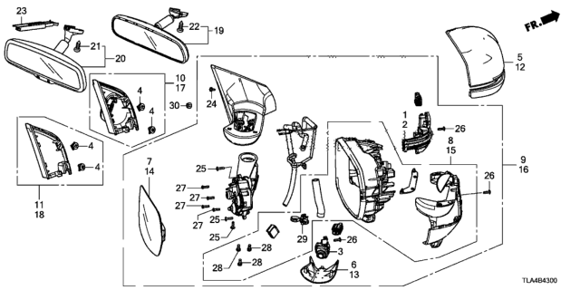 2017 Honda CR-V Mirror Sub-Assembly, Driver Side (Flat) (Heated) Diagram for 76253-TLA-A32