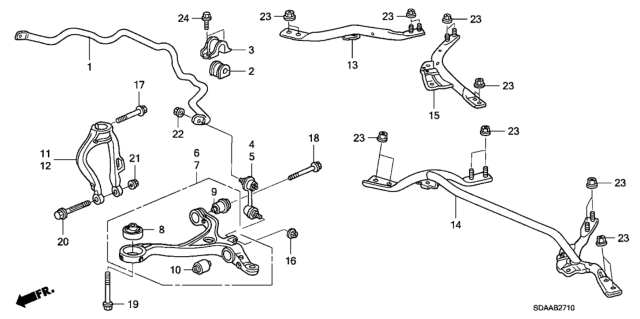 2007 Honda Accord Link, Right Front Stabilizer Diagram for 51320-SDA-A05