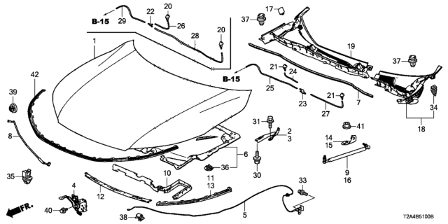 2013 Honda Accord Stay, Hood Open Diagram for 74145-T2A-A00