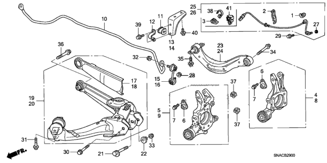 2010 Honda Civic Link, Right Rear Stabilizer Diagram for 52320-SNA-A01