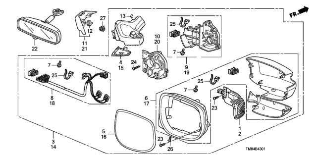 2010 Honda Insight Mirror Assembly, Rearview (Day/Night) Diagram for 76400-SDA-A03
