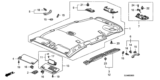 2007 Honda Fit Sunvisor Assembly, Driver Side (Clear Gray) (Mirror) Diagram for 83280-SLN-A02ZA