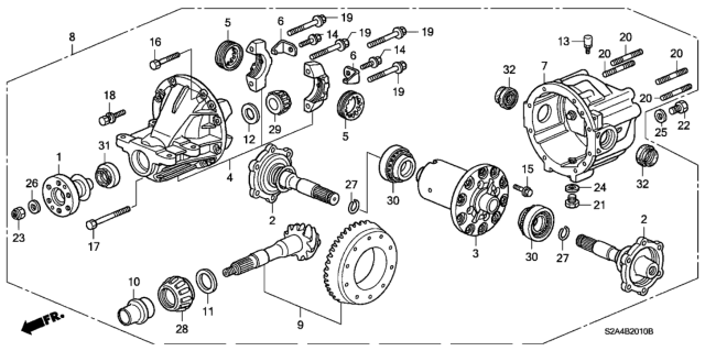 2004 Honda S2000 Carrier Assembly, Rear Differential Diagram for 41200-PCZ-A01