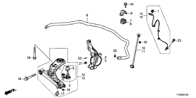 2019 Honda HR-V Arm, Right Front (Lower) Diagram for 51350-T7W-A00