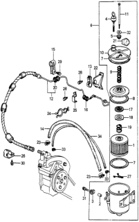 1981 Honda Prelude Element, Oil Filter Diagram for 15461-551-300