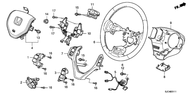 2010 Honda Ridgeline Body Kit B, Steering (Dark Gray) (Leather) Diagram for 78501-SJC-A71ZA