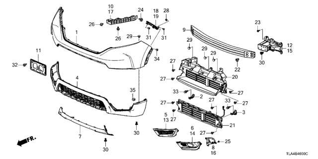 2019 Honda CR-V Face, FR. Bumper (Lower) Diagram for 71102-TLA-A00