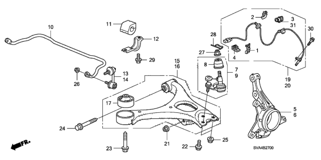 2011 Honda Civic Link, Right Front Stabilizer Diagram for 51320-SNA-A02