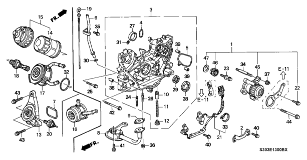 2000 Honda Prelude Cartridge Set, Oil Filter (Toyo Roki) Diagram for 15400-PR3-315