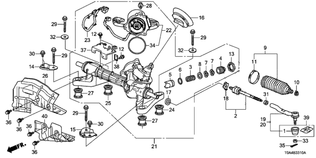 2016 Honda CR-V End Complete, Tie Rod Diagram for 53540-T1W-A01