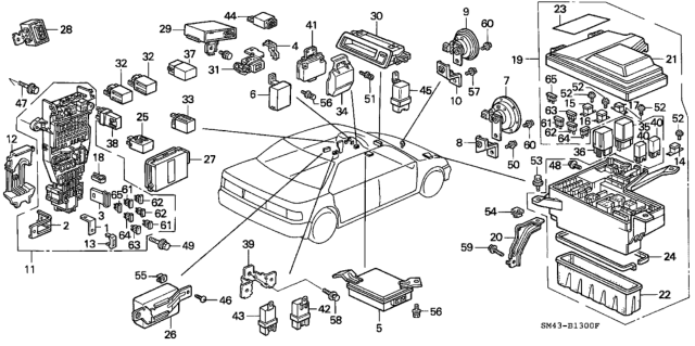 1990 Honda Accord Fuse, Block (30A) Diagram for 38211-SM4-003