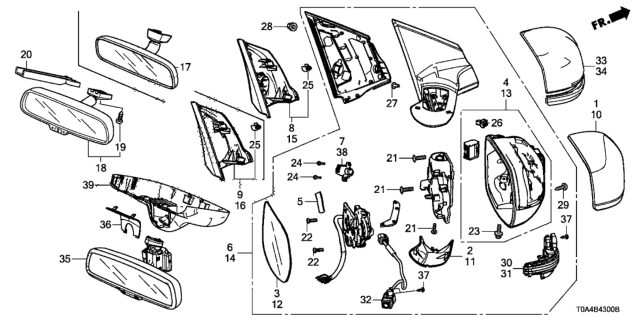 2016 Honda CR-V Mirror Assembly, Rearview (Day/Night) Diagram for 76400-SEA-305