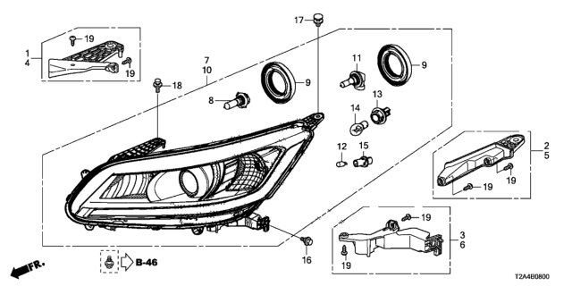 2015 Honda Accord Light Assembly, L Head Diagram for 33150-T2A-A01