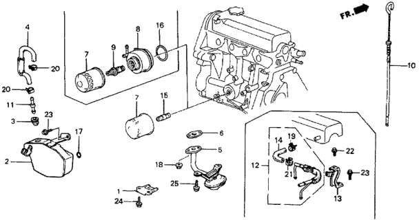 1986 Honda CRX Filter, Oil Diagram for 15400-PA6-506