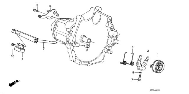 1989 Honda Accord Fork, Clutch Release Diagram for 22821-PC8-A00