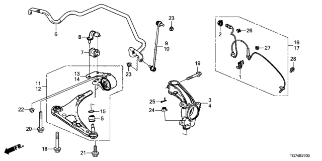 2016 Honda Pilot Link Assembly, Right Front Stabilizer Diagram for 51320-TG7-A01