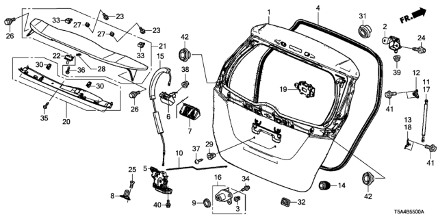2016 Honda Fit Lock Assembly, Tail Gate Diagram for 74801-T5S-K01
