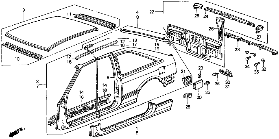 Honda 04636-SE0-A01ZZ Panel Set, R. RR. (Outer)