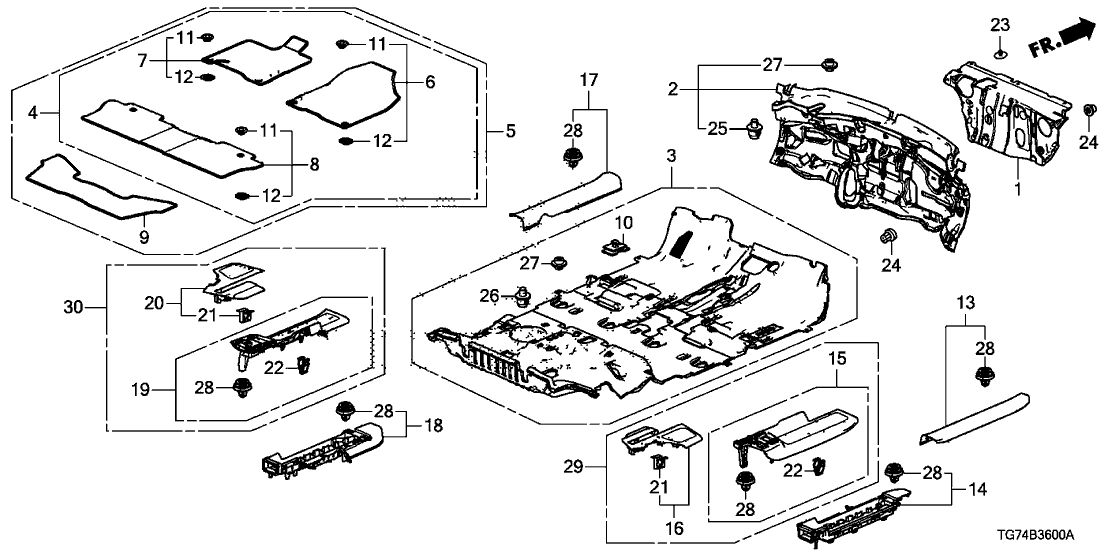 Honda 83600-TG7-A10ZA Floor Mat Set *NH900L* (DEEP BLACK)