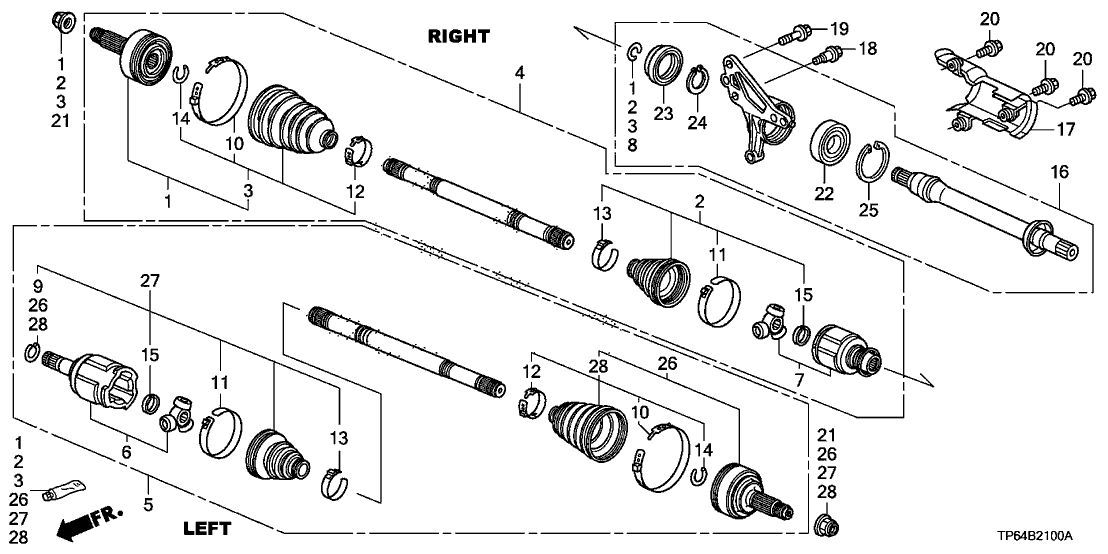 Honda 44305-TP6-A41 Driveshaft Assembly-, R