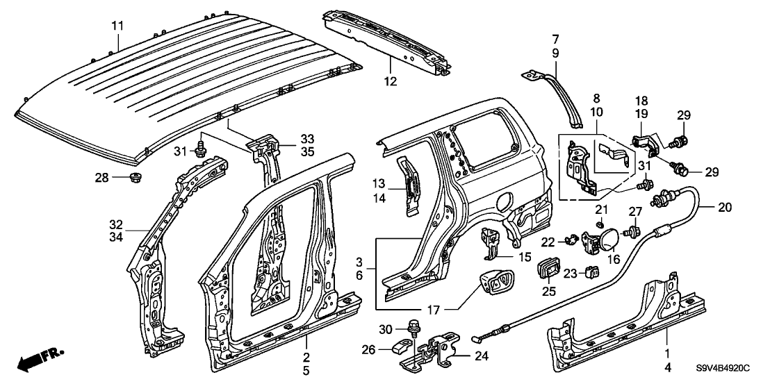 Honda 04635-S9V-A11ZZ Panel Set, R. FR. (Outer)