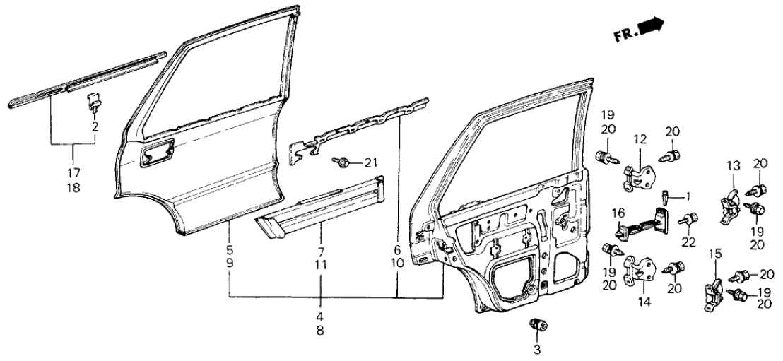 Honda 76153-SB4-300ZZ Stiffener, L. RR. Door Skin (Upper)
