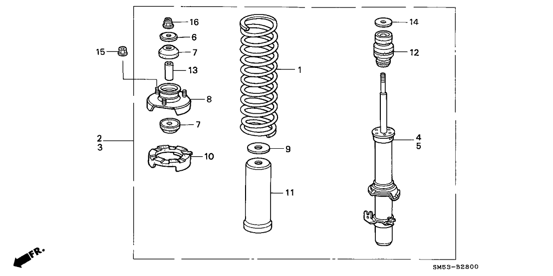 Honda 51601-SM5-A42 Shock Absorber Assembly, Right Front (Showa)