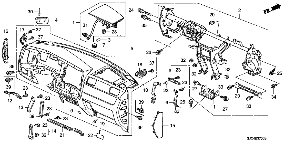 Honda 77174-SJC-A00 Stay, R. Driver Instrument (Upper)