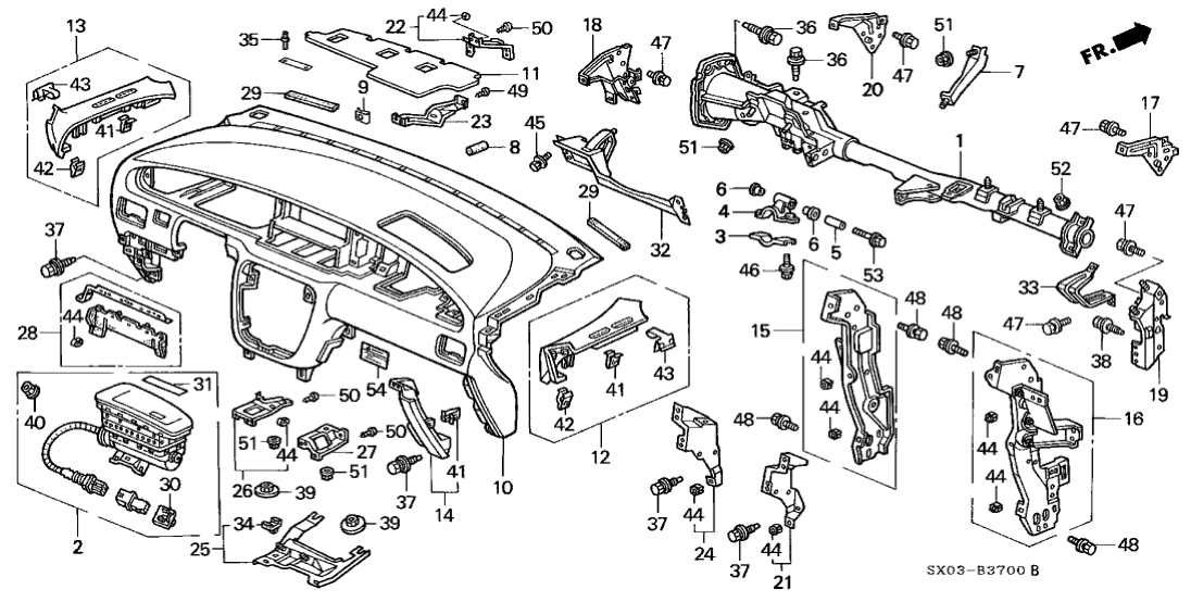 Honda 77106-SX0-A00ZB Garnish, Instrument (Lower) *NH178L* (Passenger Side) (EXCEL CHARCOAL)