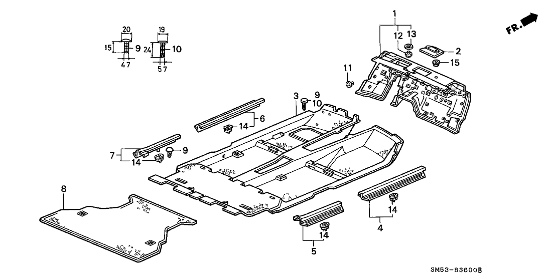 Honda 83301-SM5-A01ZA Floor Mat *NH89L* (PALMY GRAY)