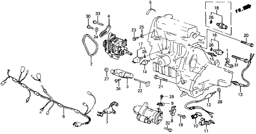 Honda 32744-PE1-950 Clamp C, Engine Wire Harness