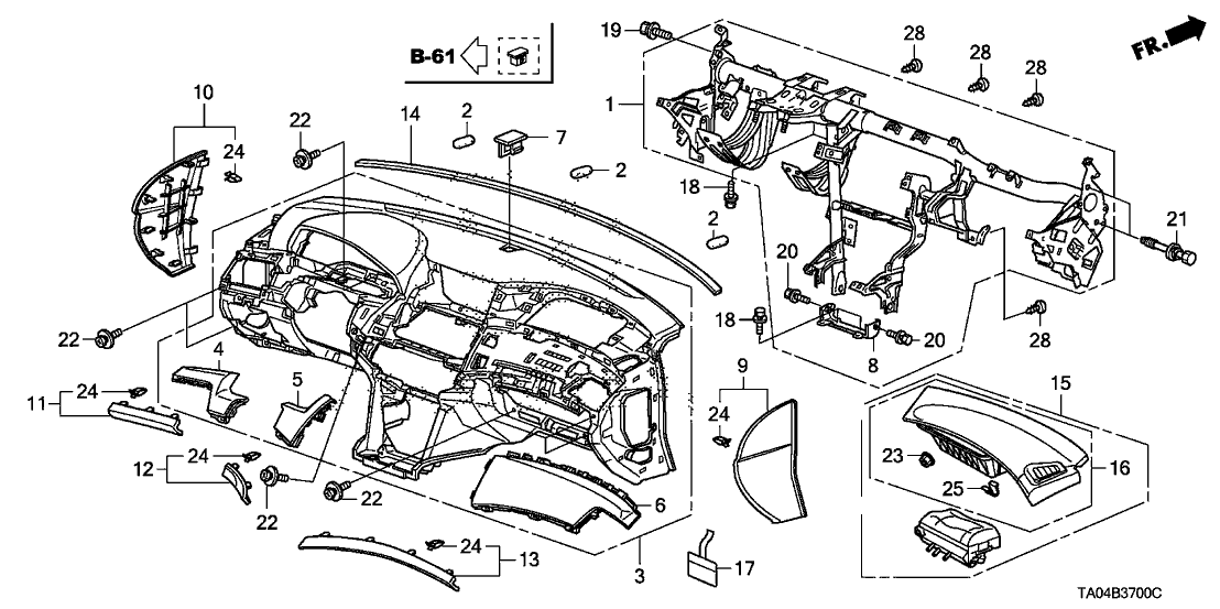 Honda 61300-TA0-A20ZZ Beam, Steering Hanger