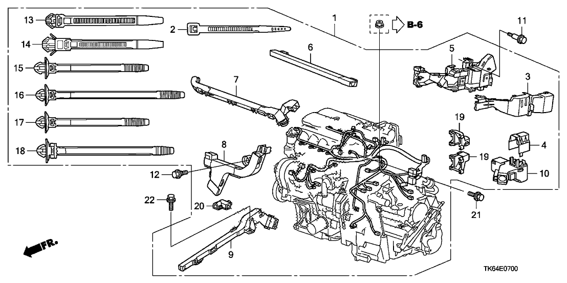 Honda 32134-RB0-000 Holder D, Engine Harness