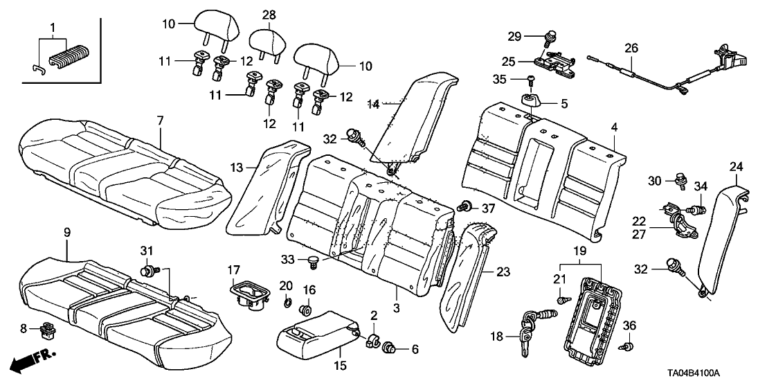 Honda 82180-TA6-A41ZC Armrest Assembly, Rear Seat (Pearl Ivory)