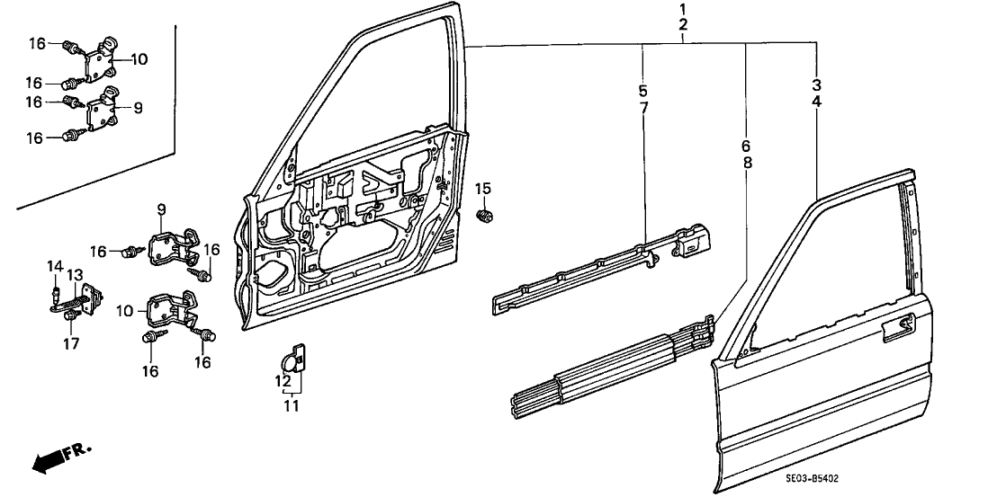Honda 67261-SE3-300ZZ Stiffener, L. FR. Door Skin (Upper)