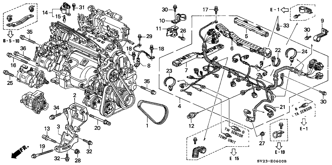 Honda 32746-P0A-A00 Clamp F, Engine Wire Harness