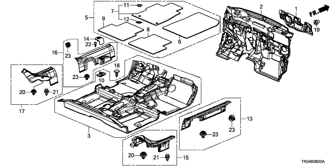 Honda 83604-TR0-A11ZA Floor Mat, L. RR. *G69L* (PALE MOSS GRAY)