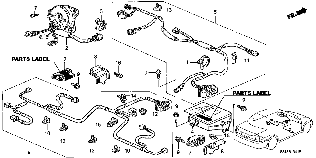 Honda 77961-S84-A11 Wire Harness, SRS Main
