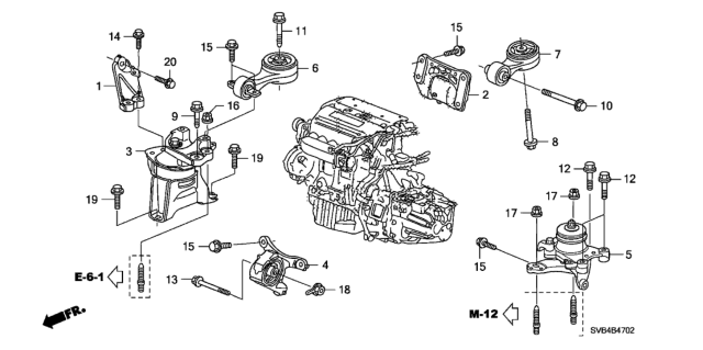 2010 Honda Civic Rubber Assy., Transmission Mounting Diagram for 50850-SVB-A03