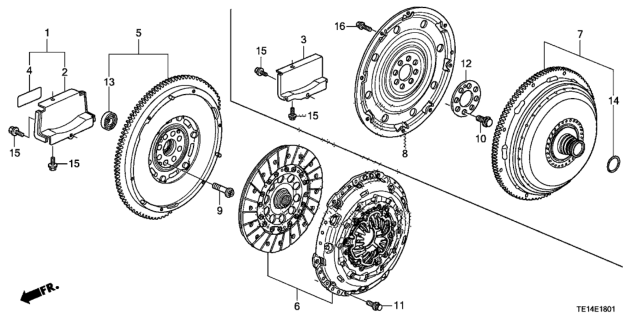 2012 Honda Accord Flywheel Diagram for 22100-R72-006