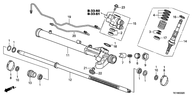 2012 Honda Accord P.S. Gear Box Components Diagram