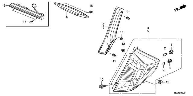 2015 Honda Fit Taillight Assy., L. Diagram for 33550-T5A-A11