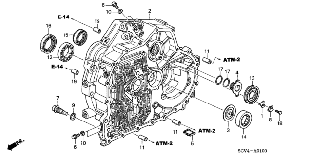 2004 Honda Element AT Torque Converter Case Diagram
