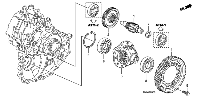 2014 Honda Insight Differential Diagram for 41100-RBL-000