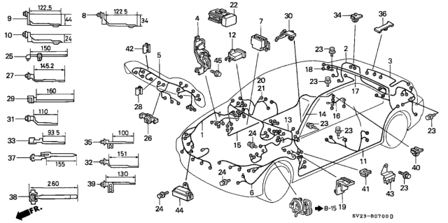 1997 Honda Accord Wire Harness, Side (Driver) Diagram for 32140-SV2-A50